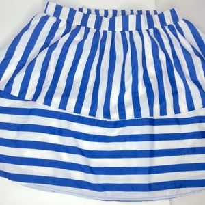 Blue and white striped skirt
